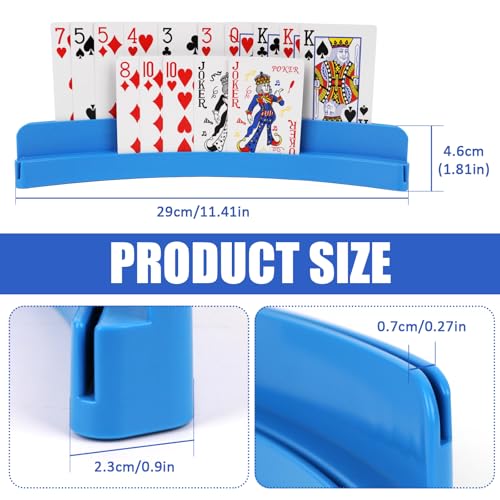 ZUFECY 2-Pack Blue ABS Card Holders, Anti-Slip Bottom for Playing Cards, Poker Game Nights, Family Game Nights, Ideal for Kids and Adults with Arthritis