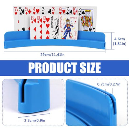 ZUFECY 2-Pack Blue ABS Card Holders, Anti-Slip Bottom for Playing Cards, Poker Game Nights, Family Game Nights, Ideal for Kids and Adults with Arthritis