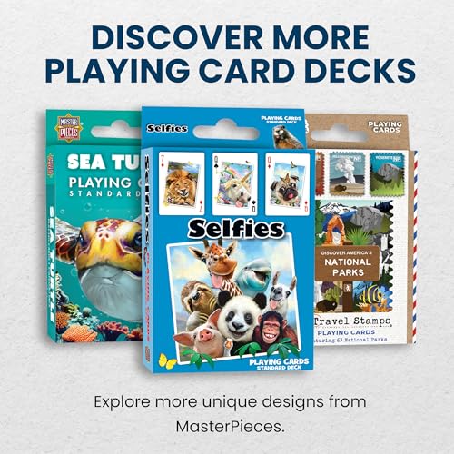 Masterpieces Selfies Playing Cards Set – Cute Playing Card Sets for Adults, Teens, and Kids, Sports Theme, Team Color, 52 Cards & 2 Jokers, Fun Family Game, Ages 3-12 - style: Selfies