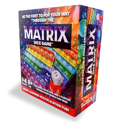 Matrix Dice Game – Pop-and-Play Bubble Pad Educational Math Dice Game – Fun Math Games for Kids 8–12, Teens, Adults, and Seniors – Ideal for Classrooms and Family Board Game Night for 2-4 Players