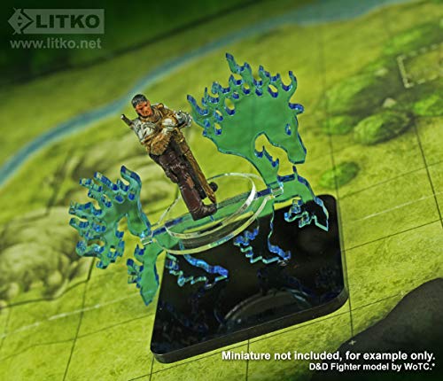 LITKO Phantom Steed Character Mount | Compatible with D&D & Pathfinder | Fluorescent blue acrylic phantom steed mount | 2-inch square base | 30mm platform for hero | Requires glue assembly - style: 2-Inch Square Base