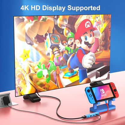 RREAKA 닌텐도 스위치 2 / 스위치/스위치 OLED용 TV 도크, 4K@60Hz HDMI, PD 100W 충전, USB 3.0 휴대용 여행용 도크 교체 - color: 레드 & 블루