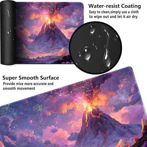 MTG Playmat 24x14 Inch | Optional Game Zone Layout | Non-Slip Rubber Base | Stitched Edges | Includes Free Storage Bag | for TCG, Board Games, and Desk Use(Candlume,Without Zone) - color: Candlume, style: Without zone