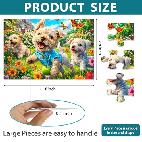 Biarek 6 Packs 16 Large Piece Puzzle for Seniors, Alzheimer's & Dementia Activities, Easy Puzzle, 6 Storage Bags - style: 16A Large Pieces