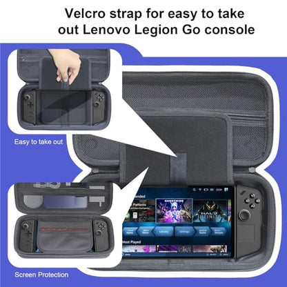 Hesupy for Legion Go Case Storage Bag, EVA Protective Cover Bag Shockproof Travel Carrying Case with 9 Game Card Slots for Legion Go Handheld Gaming Console