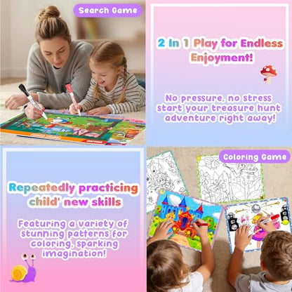 Search and Find Activity Books, 2 In 1 Princess Seek Game Coloring Books | Preschool Educational, Travel Games Toys for Car Airplane, Road Trip Activities for Kids, Birthday Gifts Kids Ages 3-8 - color: Purple