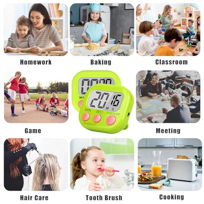 ZILLEEN Classroom Timer for Kids Teachers 2 Pack Digital Tmers, Green - color: Green & Green