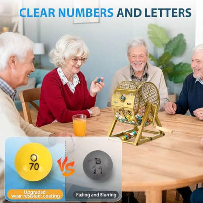 GADFISH 12" Bingo Game Set, Bingo Sets Adults for Large Group Seniors, 0.78" Bingo Balls with Steel Cage, 30 Cards, Board and Chips for Adults Parties, Game Night, Community