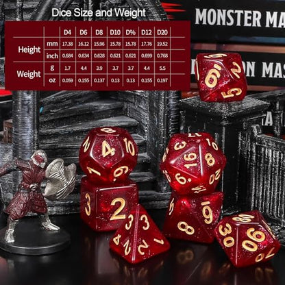 QMay DND Dice Set 10x7 (70 Pieces) Polyhedral Dice for Dungeons and Dragons D&D RPG MTG Role Playing Games with 1 Drawstring Bag - color: 10 Sets-70pcs