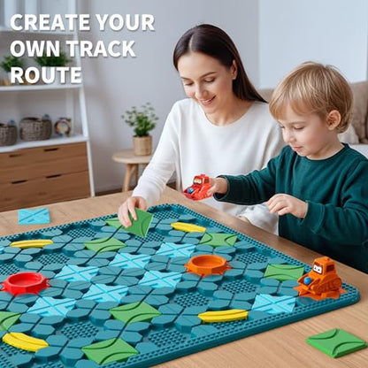 Kids Toys STEM Board Games - Large Size Logical Road Builder Educational Brain Teasers Puzzles Toys, Preschool Learning Montessori Big Board Maze Birthday Gifts Kids Boys Girls Age 4-8 Year Old - color: Turquoise