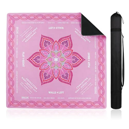 Pink Mahjong Mat (33"x33"),Neoprene Mahjong Mat with Soft Surface for Poker, Cards,Dominoes,Tile Games,Easy to Carry Outdoor with Storage Bag - style: Pink Floral