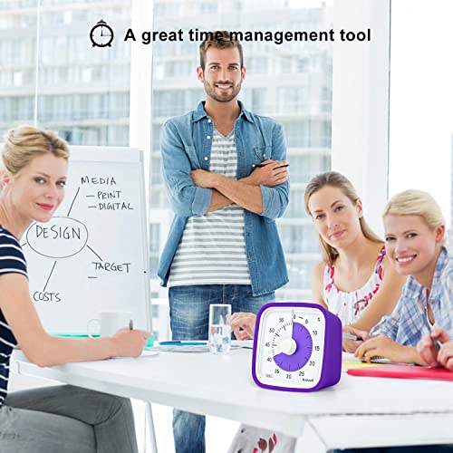 Visual Timer, Silent 60-min Countdown Timer for Kids, Purple | Protective Case, Time Management Tool, Mute and Ringing Alarm Available, Low Power Reminder, for Study,Game,Work,Fitness etc - color: Purple