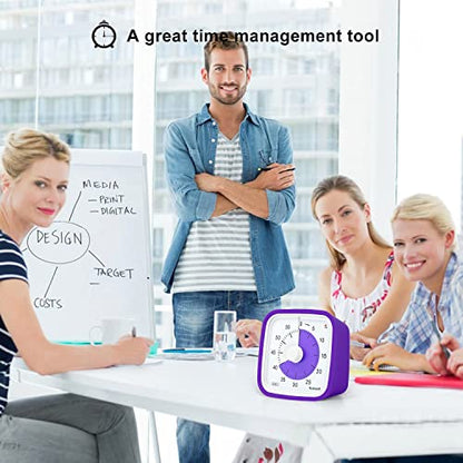 Visual Timer, Silent 60-min Countdown Timer for Kids, Purple | Protective Case, Time Management Tool, Mute and Ringing Alarm Available, Low Power Reminder, for Study,Game,Work,Fitness etc - color: Purple