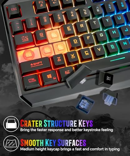 PC Gaming Keyboard and Mouse Combo Wired with Backlit, RGB Light up Mouse | 10 Extra Multimedia Buttons, 19 Anti-ghosting Keys, Waterproof, 7200 DPI Programmable Gaming Mouse with Software for PS5 Xbox