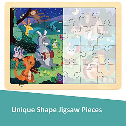 24 Piece Puzzles for Kids Ages 3-5 Forest Musicians | Wooden Jigsaw Puzzle for Toddlers 3 4 5 Year Old, Preschool Toddler Puzzles with Tray