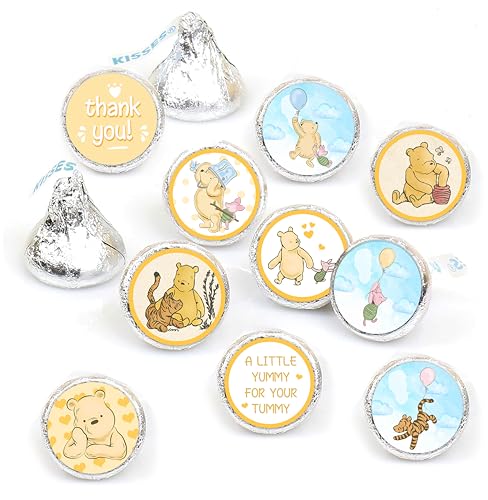 ALodr Winnie Guess How Many Candies Baby Shower Games, Includes ‘Guess How Many Candies’ Standing Sign, 50 Guest Guess Cards & 180 Stickers, Baby Shower Party Decorations Supplies - color: Winnie 01