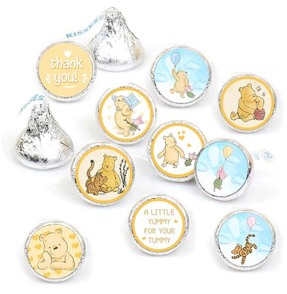 ALodr Winnie Guess How Many Candies Baby Shower Games, Includes ‘Guess How Many Candies’ Standing Sign, 50 Guest Guess Cards & 180 Stickers, Baby Shower Party Decorations Supplies - color: Winnie 01