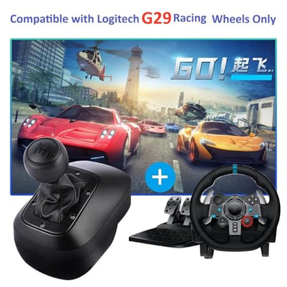 DOYO Gear Shifter for Logitech G29 – Racing Wheel Gear Shifters,Durable 6-Speed H-Pattern Shifter with Push-Down Reverse, Secure Mount for Racing Simulation - color: Black-Gear Shifter for Logitech G29