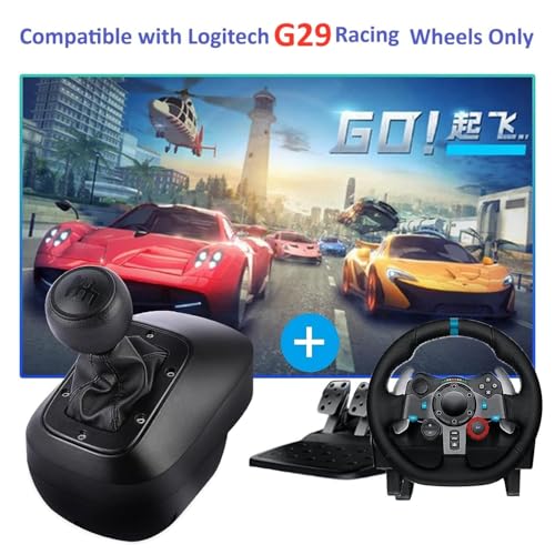 DOYO Gear Shifter for Logitech G29 – Racing Wheel Gear Shifters,Durable 6-Speed H-Pattern Shifter with Push-Down Reverse, Secure Mount for Racing Simulation - color: Black-Gear Shifter for Logitech G29