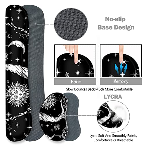 ToLuLu Extended Gaming Mouse Pad, Memory Foam Keyboard Mouse Wrist Rest | Ergonomic Support Set, Large Desk Mat with Stitched Edges, Non-Slip Base Mousepad for Home Office Game and Study, Moon & Sun - color: Moon & Sun