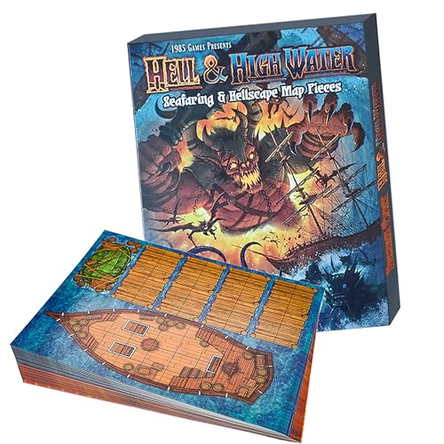Dungeon Craft Battle Mats Bundle: Double-Sided Wet & Dry Erase DND Mat & Hell & Highwater, Custom Box, Water-Resistant, Tabletop RPG Essentials by 1985 Games (24"x33"/1" Grid)