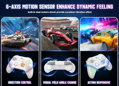 Nonbliep RGB Wireless for Xbox Controller, Compatible with Xbox Series X|S, Xbox One & Windows 10/11, Gaming Controller with Hall Trigger, Turbo, Macro, 3.5mm Audio Jack, Dual Vibration White
