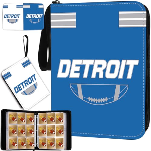 Football Card Binder with Sleeves 900 Pocket, Detroit Football Card Holder for Trading Cards Sports Card 3 Ring Binder Folder Collector Album Storage Book Case Kids Boys Girls Gift - color: BLUE DITELV, size: 900