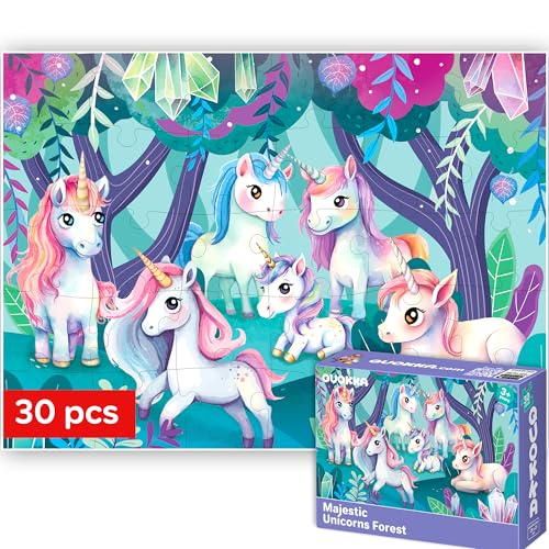 QUOKKA Puzzles for Kids Ages 3-5 - 30 Pieces Puzzles for Toddlers 2-4 - Unicorns Learning Jigsaw Puzzles for Kids 4-6 Years Old - Educational Toys for Boy and Girl - color: Unicorns