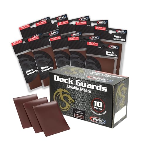 BCW Deck Guard Double Matte Card Sleeves – 500 Count (10 Packs of 50) – Acid-Free, No PVC – Fits 2.5" x 3.5" Game Cards – Archival Safe Card Protection – Brown - color: Brown