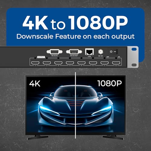OREI 8x8 HDMI Matrix Switch – 4K@30Hz, EDID, RS-232, WebGUI, IR, HDCP 2.2 | HDMI Matrix 8x8, 4K HDMI Switch – 4K to 1080p Downscaling, 8 Presets, Dolby Atmos, DTS:X, Rack Mount - size: 8X8 Matrix Switch