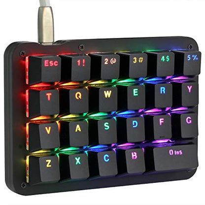 Koolertron One Handed Macro Mechanical Keyboard, RGB LED Backlit Portable Mini One-Handed Mechanical Gaming Keypad 23 Fully Programmable Keys Blue Switches - style: 23 Keys/RGB Backlit/Blue switches