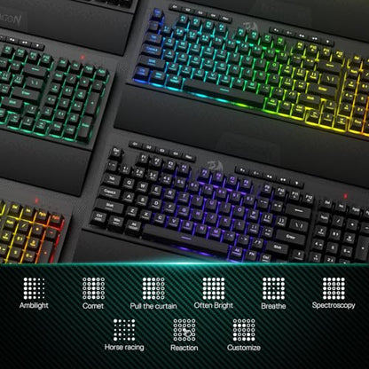 Redragon K515 PRO Shiva RGB Wireless Membrane Gaming Keyboard, 98 Keys Mechanical-Feel Keyboard w/Smooth Linear Switch, On-Board Macro & Multimedia Keys, Detachable Wrist Rest, Software Supported - color: Black, size: 98 Keys Pro