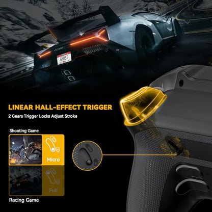 ManbaOne Interactive Screen Wireless Gaming Controller for PC/Switch/Switch 2/iOS/Android,Hall Effect Stick & Trigger,RGB Lighting,Remappable Buttons,1800mAh with Charging Dock (Black) - color: Black
