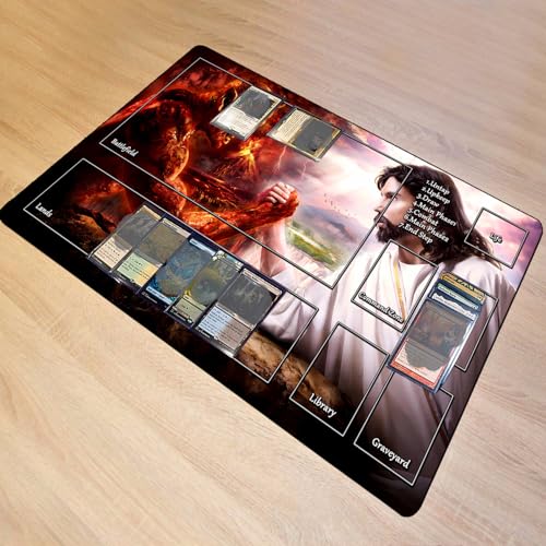MTG Playmat with Zones for TCG Trading Card Games, 24x14 Inches Smooth Rubber Surface with Storage Bag - color: Pattern6 With Zones