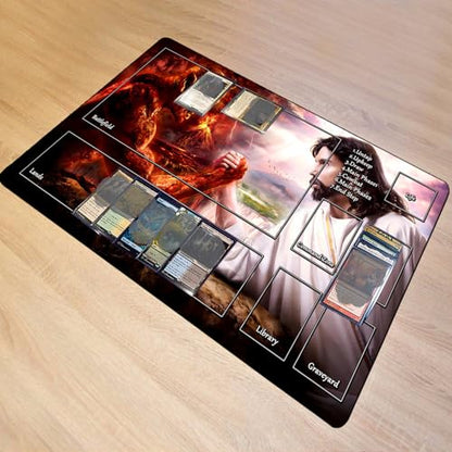 MTG Playmat with Zones for TCG Trading Card Games, 24x14 Inches Smooth Rubber Surface with Storage Bag - color: Pattern6 With Zones