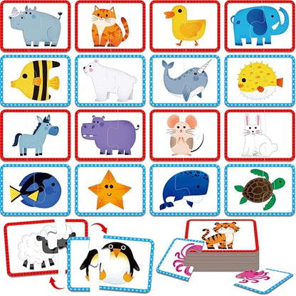 48 Animal Memory Matching Puzzles with Error-Correction, Self-Correcting Puzzle Match Game Educational Learning Activities for Toddlers Kindergarten, Animal-Themed Learning Games Toys for 3 Years Old - style: Animal-B