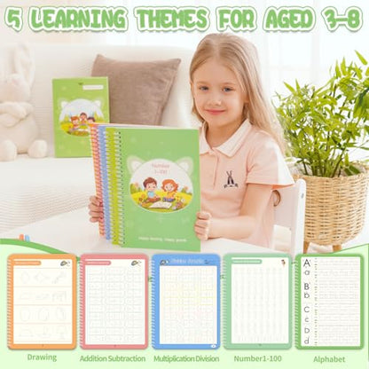 Reusable Grooved Handwriting Workbooks,Magic Copybook,Magic Writing Practice copy books, to help children improve their handwriting ink Practice Age 3-8 Calligraphy for kids(Character edition) - style: Character edition