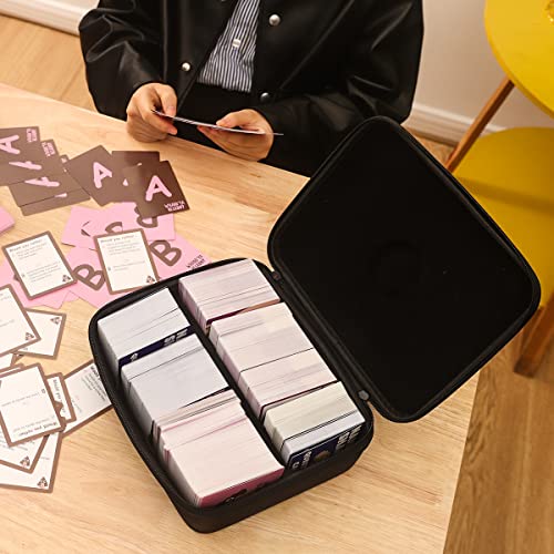 Hard Travel Card Game Case Includes 4 Removable Dividers and 500 Counts Card Sleeves, Holds Up To 1600 Cards for Cards Against Humanity and Other Types of Games, Black