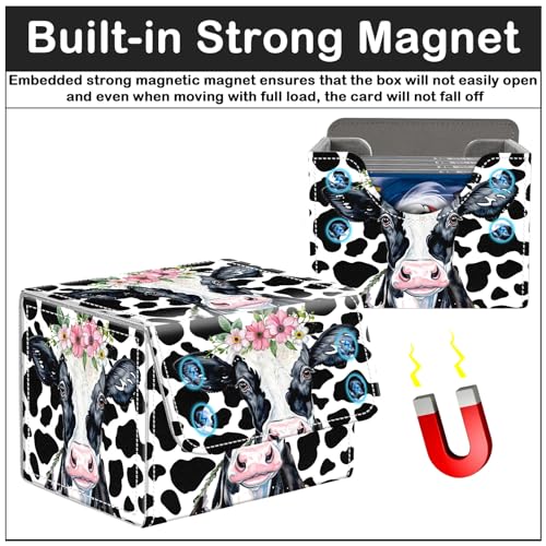Card Deck Box for MTG Trading Cards with Magnetic Closure,Premium Card Storage Box Case Cover for TCG CCG Magic Cards,Cow Prints - color: Cow Prints