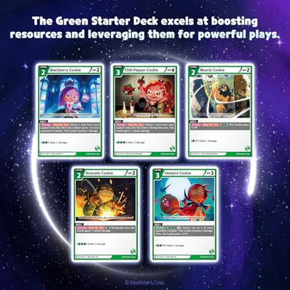 CookieRun Trading Card Game: Starter Deck Green | 2 Player Competitive TCG | 20 Minutes | Includes 60 Cards - style: Green