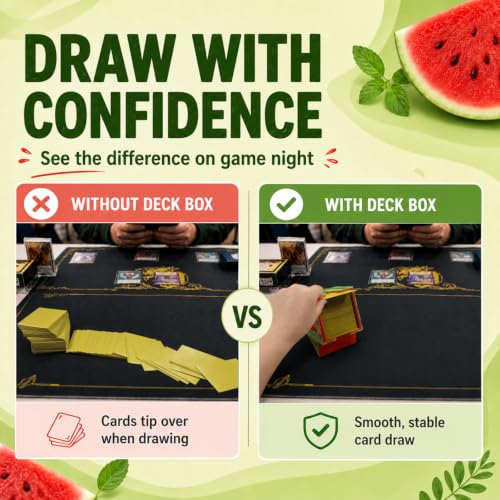 Watermelon Themed Deck Box with Commander Display Window | Holds 120 Single/100 Double-Sleeved Cards, Fit MTG/PTCG/OPTCG Cards, Strong Magnet, PU Leather, With 2 Dividers & 1 Toploader - color: Watermelon