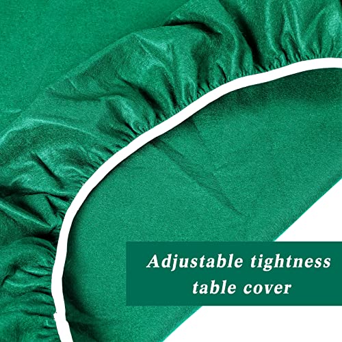 Newwiee Green 36 Inch Felt Card Game Tablecover Round 36in to 48in Tablecloth Poker Table Cover Round Elastic Table Mat for Playing Cards Mahjong - color: Green