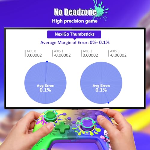 NexiGo Wireless Controller (No Deadzone) for Switch 2 and Switch, Bluetooth Controllers for Nintendo Switch with Vibration, Motion, Turbo and LED Light (Inkling) - color: Inkling, style: Regular
