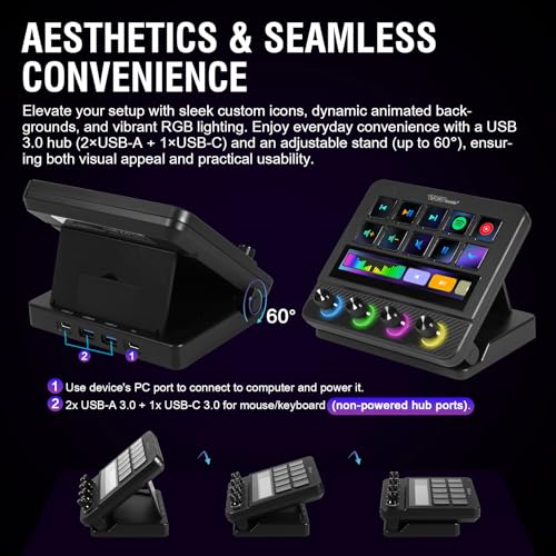 Macro Pad, Streaming Deck Stream Controller Soundboard Keypad, Programmable Keys USB Shortcut Keyboard for Gamer Streamer, Audio Mixer for OBS, YouTube, Office Desk Setup, PC, Mac - color: Black