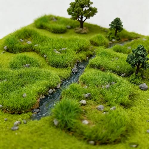 Static Grass Tufts Mat – 8 Peel-and-Play Pre-Cut Patches, Self-Adhesive Turf in Mixed Irregular Shapes for Diorama, Model Railway & Wargaming Terrain (1 Sheet) (Spring Green) - color: Spring Green