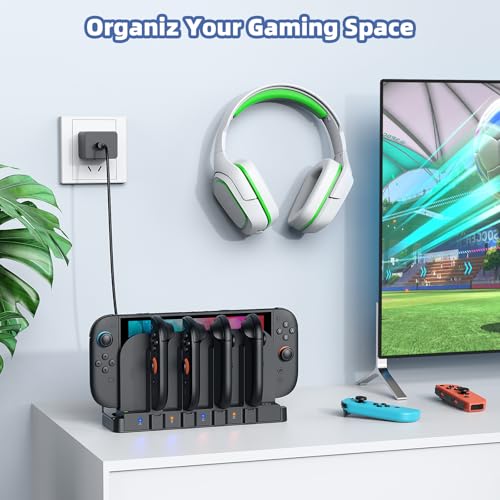 FASTSNAIL Switch Controller Charger for Nintendo Switch 2/1/OLED for Joycon | 9-in-1 Dual-Direction Magnetic Controller Charging Dock for Joycon 2, Switch 1/2 Fast Charger Station Stand Accessories - size: For Switch 1/2