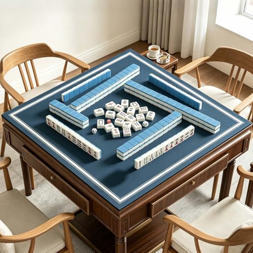 39in Pretty Mahjong Table Mat, Large Noise Reduction Table Mats for Playing Mahjong, Square Non-Slip Mah Jong Tablecloth for Card Tile Board Games - color: Blue, size: 39×39in