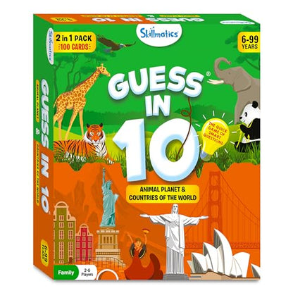 Skillmatics Guess in 10 Animals & Countries Combo - Card Game for Kids | For Boys, Girls, & Families Who Love Card Games, Educational Toys, Travel Games, Trivia, Gifts for Ages 6, 7, 8, 9, 10 & Up - style: Animals & Countries Combo