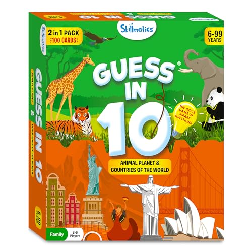 Skillmatics Guess in 10 Animals & Countries Combo - Card Game for Kids | For Boys, Girls, & Families Who Love Card Games, Educational Toys, Travel Games, Trivia, Gifts for Ages 6, 7, 8, 9, 10 & Up - style: Animals & Countries Combo