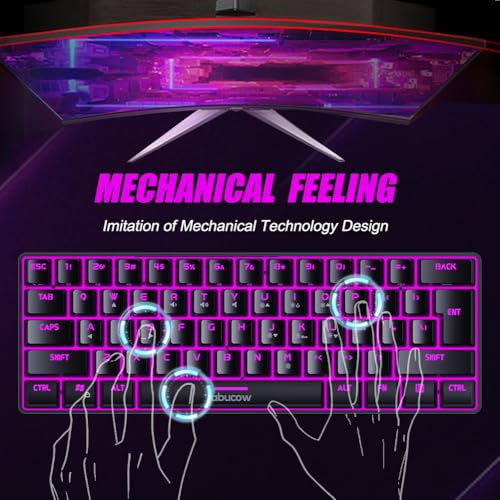 abucow 60% Gaming Keyboard Minimalist Portable Wired Ultra-Compact Mini Imitation 61 Keys RGB Backlit Keyboard (Black) - style: Black